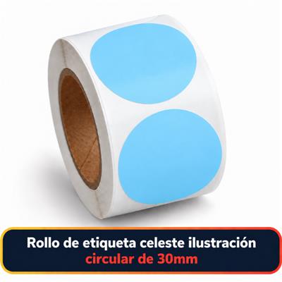 Rollo de etiqueta Ilustración Circular Celeste 30 Diametro (B40 ROLLO x 1000)